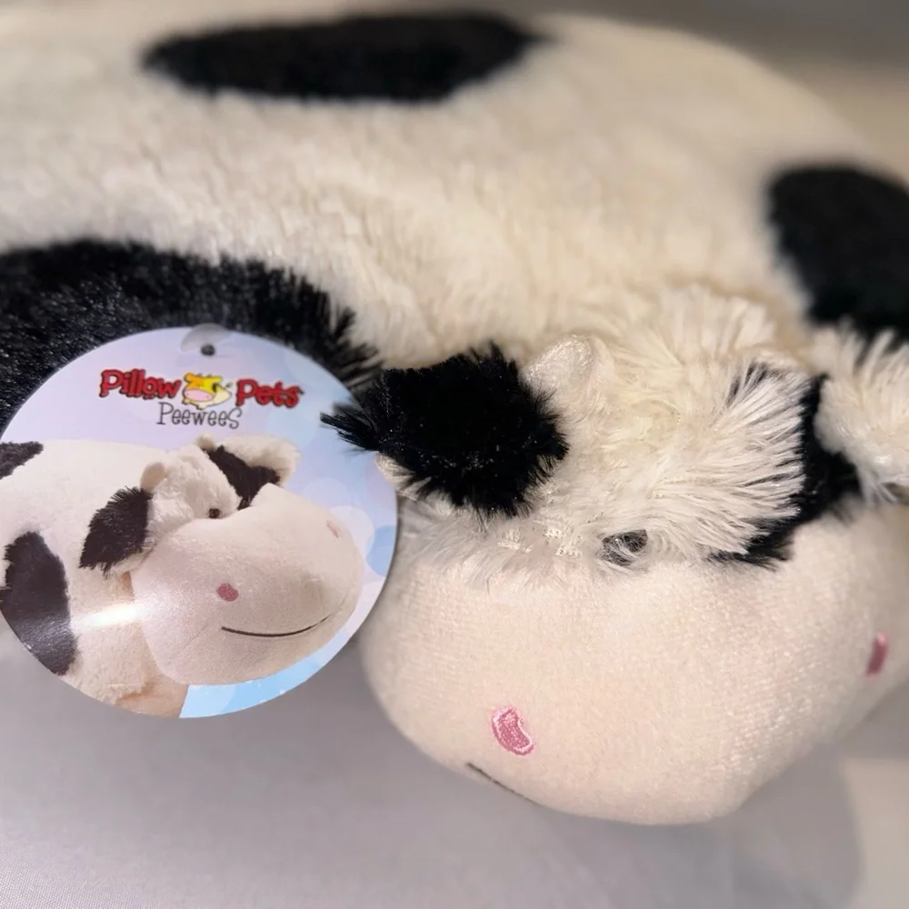 Pillow Pets NWT Plush Cow Pillow Soft Kids Accessory - Black & White